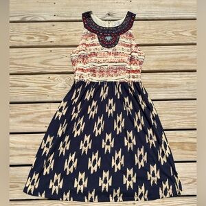 Lucky Brand Dress Womens Size Medium Boho Beaded Hippie Western Sleeveless